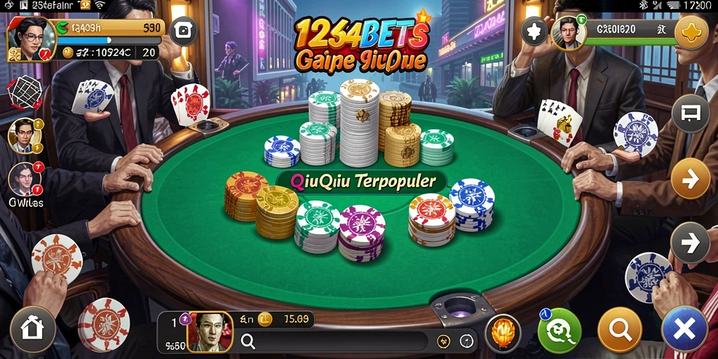 Tampilan gameplay QiuQiu yang seru dan mendebarkan di 1234BETS.