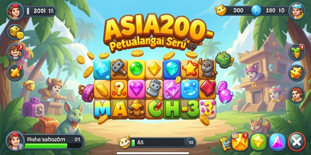 Gameplay seru ASIA200 di dunia Match-3 yang penuh warna.