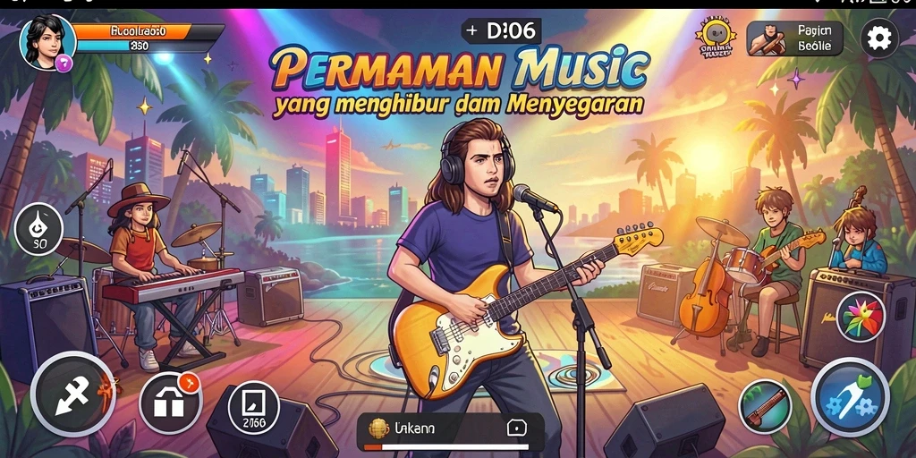 Tampilan D06 dengan antarmuka permainan musik interaktif dan menyenangkan.
