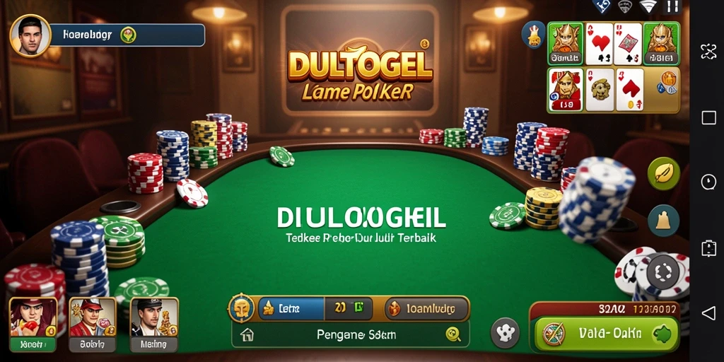 Tampilan permainan Poker yang mendebarkan di DULTOGEL.