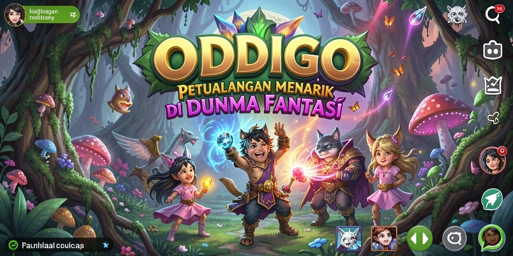 Screenshot utama ODDIGO menampilkan aksi seru dalam permainan Adventure.