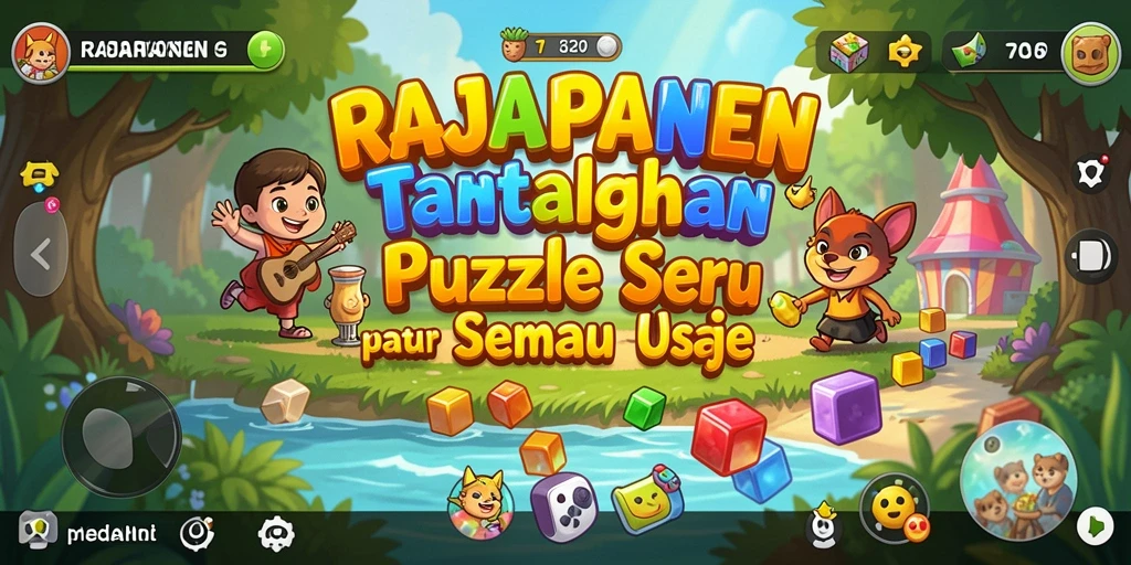 Tampilan menarik dari gameplay Puzzle RAJAPANEN yang penuh warna.