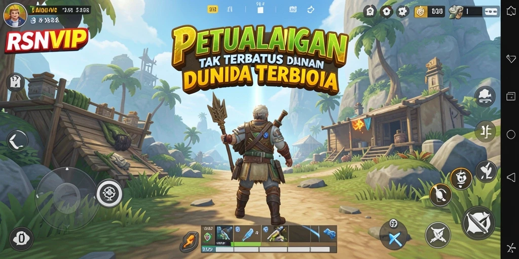 Screenshot gameplay RSNVIP menampilkan dunia terbuka yang luas dan menarik.
