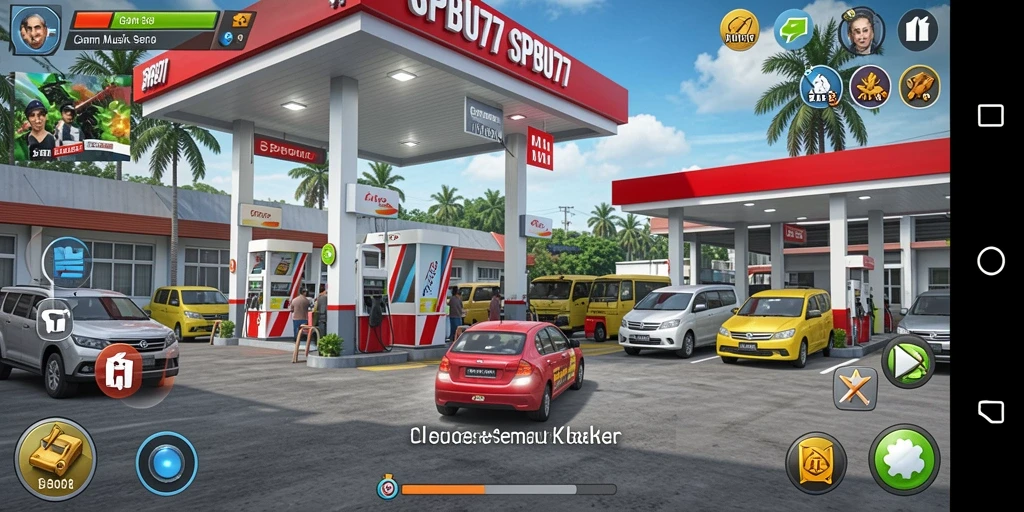 Screenshot gameplay SPBU77 menampilkan pemain asyik bermain musik.
