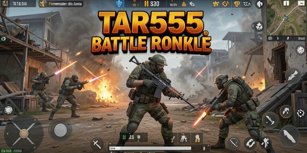Screenshot TAR555 menampilkan aksi pertempuran seru di mode Battle Royale.